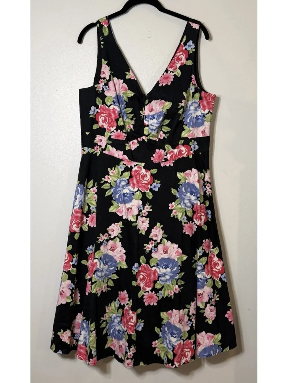 Torrid Black Sleeveless Floral Print Summer Aline Midi Dress Size 12 Boho Chic